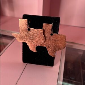 Texas State Copper Tone Metal Dangle Earrings